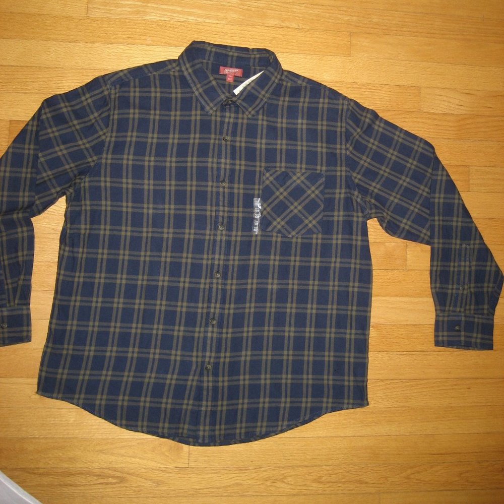 2 Arizona Jeans Flannel Shirts- 1 Blue & 1 Black